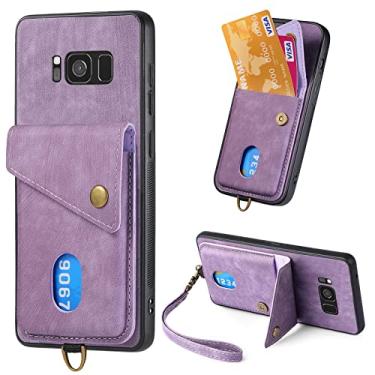 Imagem de Estojo tipo carteira para telefone Compatível com capa para Samsung Galaxy S8, com porta-cartão capa protetora à prova de choque premium couro PU borracha silicone bumper carteira capa com [alça de pu