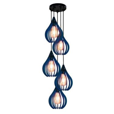 Imagem de Luminária Teto Lustre Pendente Balcão Cozinha Sala 5 Chile Cor:azul