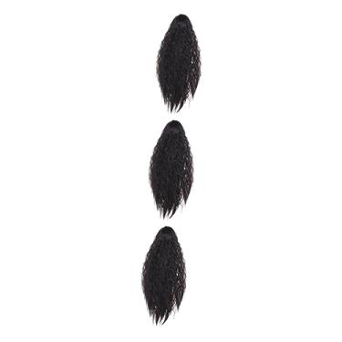 Imagem de minkissy 3 Pecas peruca mandíbulas de extensão de cabelo de rabo de cavalo milho quente rolo fofo mulheres