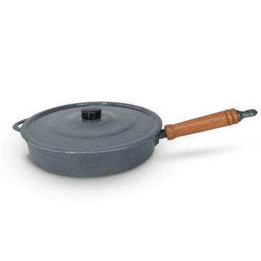 Imagem de Frigideira Fundida Alumínio Batido Grosso Com Tampa 26cm - Grafite