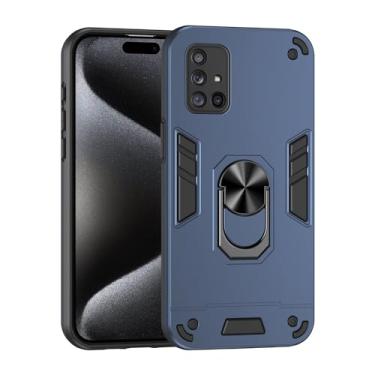 Imagem de Estojo Fino Compatible with Samsung Galaxy A71 4G Phone Case with Kickstand & Shockproof Military Grade Drop Proof Protection Rugged Protective Cover PC Matte Textured Sturdy Bumper Cases (Size : Blu