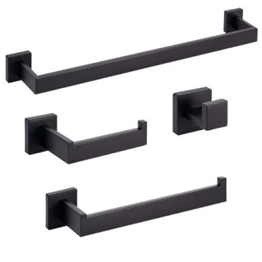 Imagem de Kit Banheiro Aço Inox Premium Preto Fosco 4 Peças
