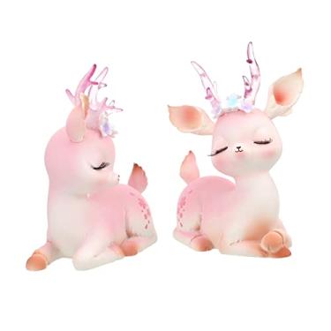 Imagem de Ciieeo 2 Unidades ornamento de veado de carro topo de bolo veado estatueta de rena de mesa decoração decoracao enfeites de desenho animado enfeites de resina mini acessórios animal Painel