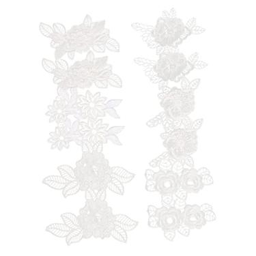 Imagem de LALAFINA 12 Unidades Patch de renda camiseta linho lindas decorações de patch suprimentos de artesanato DIY decoração ornamento ferro em remendos apliques de flores de renda