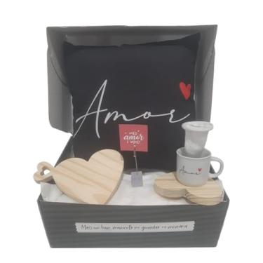 Imagem de Kit Cesta Presente Almofada Caneca Melhor Dia Namorados (Preto)