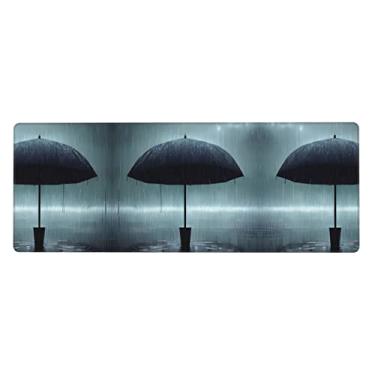Imagem de Black Umbrella in The Rain – Teclado de borracha extra grande, 30 x 80 cm, teclado multifuncional superespesso para proporcionar uma sensação confortável