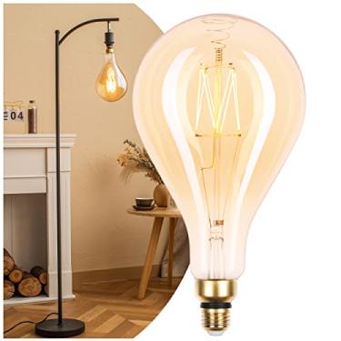 Imagem de FLSNT LED Large Decorative Pendant Light Bulbs 60W Equivalent, Dimmable LED Oversized Bulbs with Amber Glass, 2000K Warm White, 7W, 600LM, E26 Base, PS160/PS52
