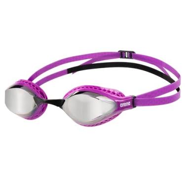 Imagem de ARENA Óculos de natação unissex adulto anti-embaçamento para corrida para homens e mulheres lentes espelhadas com tecnologia especial de selos pneumáticos, prata/roxo/preto