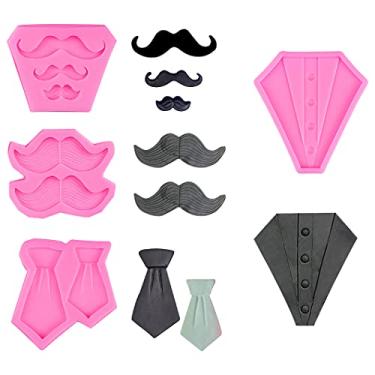 Imagem de Rolin Roly 4 moldes de fondant de barba para amarrar molde de chocolate doce chocolate moldes de silicone molde de argila de polímero mini moldes de bolo para assar pingente de pudim decorações de