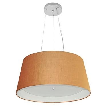 Imagem de Lustre Pendente Cone Cúpula Duplo Tecido 25/50x40, Vivare Iluminação, Pendente4144 LPBR, Palha/Branco, Médio