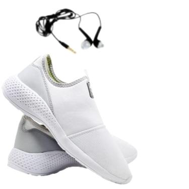 Imagem de Tênis Sapatilha Caminhada Neoprene Leve Macia Confortável Academia Fitness + Relógio + Meia + Fone - Branco - 36