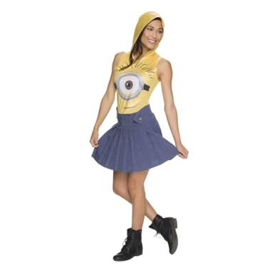 Imagem de Rubie's Costume Co Vestido feminino com capuz e rosto de minion, Amarelo, Small