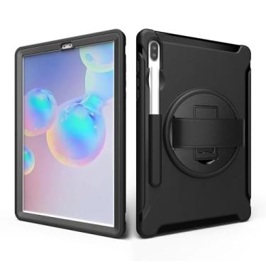 Imagem de Capa infantil segura à prova de choque PC + TPU Combo alça de mão com suporte para tablet Samsung Galaxy Tab S6 10,5 polegadas 2019 SM T860 T865 (preto)