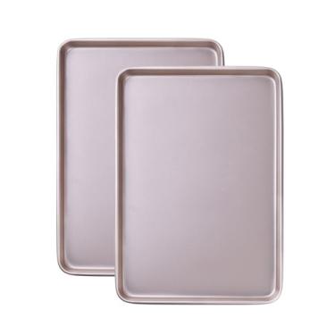 Imagem de Conjunto de assadeiras, 2 assadeiras comerciais, forma antiaderente para forno (champanhe dourado, 34,3 cm x 24,4 cm)