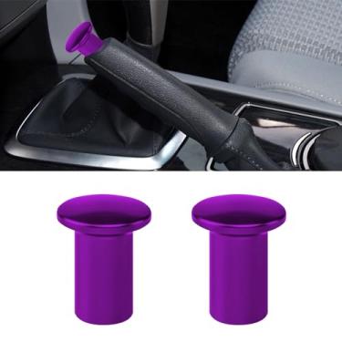 Imagem de CHRYMUM 2 peças de botão de desvio de manípulo giratório, tampa de emergência de freio de mão de freio E, botão de trava de alavanca giratória manual, acessórios de substituição de alumínio para carro