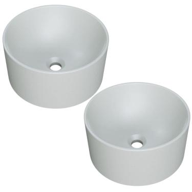 Imagem de Kit 02 Cubas de Apoio Redonda Para Banheiro Lavabo C01 BL30W Cinza Matte Fosca  - Lyam