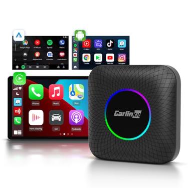 Imagem de CarlinKit 3 em 1 CarPlay AI Box-2025 Adaptador de vídeo sem fio mais recente para CarPlay Android 13.0 AI Box, Suporta com NetfIix/YouTube/Tiktok, SM6225 de 8 núcleos (8GB+128GB)