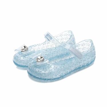 Imagem de Sandália feminina com laço de bolinhas princesa Mary Jane Jelly Sapatilha infantil para crianças/crianças pequenas, Azul, 11 Narrow Toddler