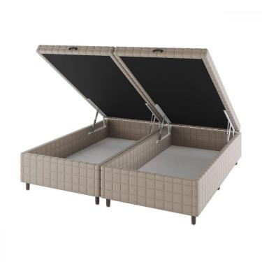 Imagem de Base de Cama Box King Vision com Baú Rústico/Palha - Vian