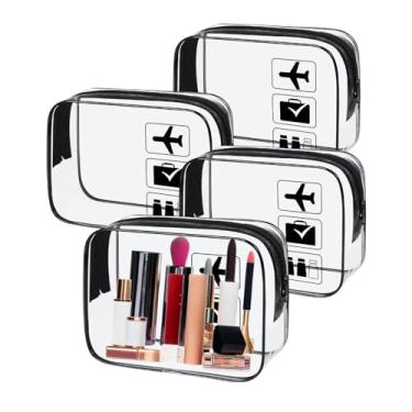 Imagem de Bolsa de Higiene Pessoal Transparente, Aprovada pela TSA, Acessórios de Viagem Sacos de Tamanho Quart Bolsa de Maquiagem Repelente de Água para Mulheres, Bolsa Cosmética de PVC para Aeroporto