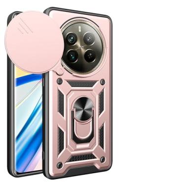 Imagem de Kukoufey Capa compatível com Realme 13 4G, compatível com Realme 12 4G, compatível com Realme 12+ 5G, com capa de lente de câmera deslizante compatível com Realme P1 5G RMX3870 capa rosa
