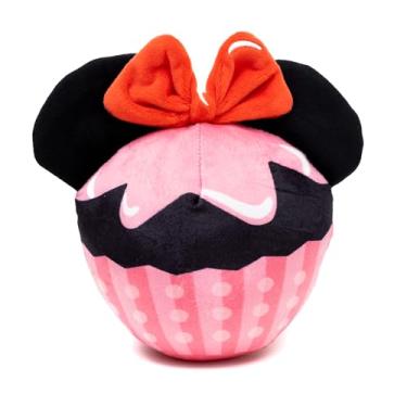 Imagem de Buckle-Down Disney Brinquedo de pelúcia para cães grandes, médios e pequenos, cupcake Minnie Mouse com orelhas e laço, 8,9 cm x 11,4 cm