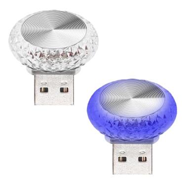 Imagem de Lâmpada LED USB para ambiente interior de carro, mini USB de cristal, luz ambiente interior de carro, luz ambiente de porta-malas, luz de decoração interior LED para todos os interiores de carros, 2