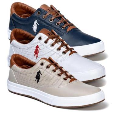 Imagem de kit 3 pares do tenis masculino Polo Open casual dia a dia sapatenis ca