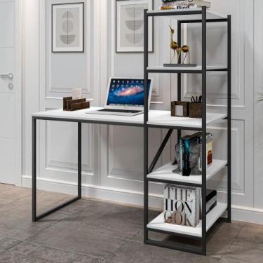 Imagem de Home Office Vintage para Escritório com Prateleira Blast Preto e Branc