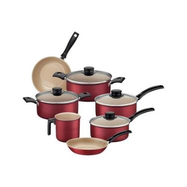 Imagem de Jogo De Panelas 7 Peças Turim Antiaderente Tramontina, Vermelho, 7 peç