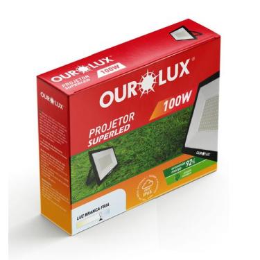 Imagem de Refletor Led Slim 100W Bivolt Preto 6500K - Ourolux