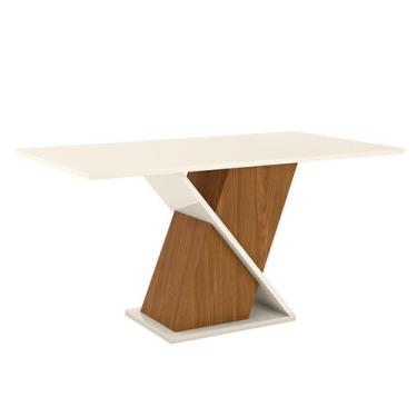 Imagem de Mesa de Jantar Fiorella 160 cm Tampo Reto Nature Off White  Henn