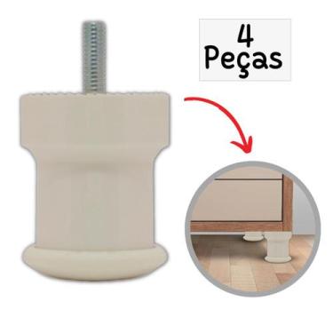 Imagem de Kit 4 Pés Cama Box Sofá Moveis E Armário Altura 6cm - PÉ ARMARIO, Bran