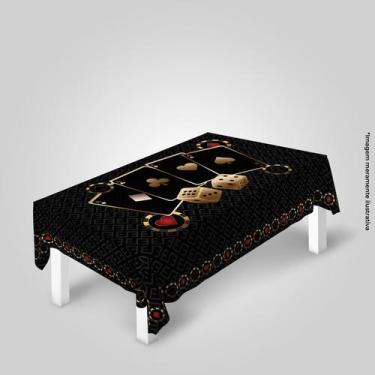 Imagem de Toalha de Mesa Felpuda Cassino Preto Poker Truco 6 lugares - PRESENTE-