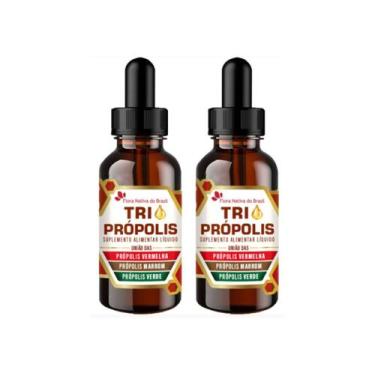 Imagem de 2x Tri Própolis Gotas ( Própolis Vermelha, Verde e Marrom) 20ml - Flor