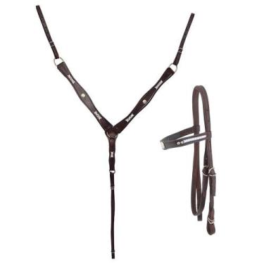 Imagem de Conjunto De Peitoral E Cabeçada Quarto De Milha SV5326 - Marrom - Sela