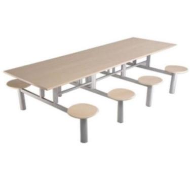 Imagem de Mesa refeitorio c/ banco acoplado- banco redondo 6 lugares branca - MO