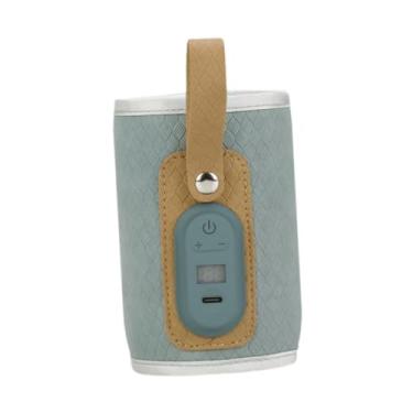 Imagem de shamjina Aquecedor de mamadeira para bebês, aquecedor de água, fácil de transportar, com termostato de display LED, bolsa térmica para mamadeira, para fórmula, Azul