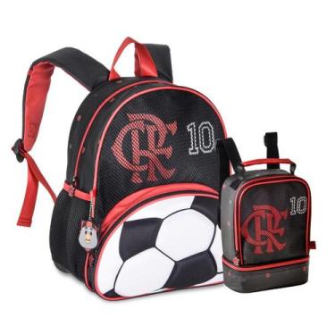 Imagem de Mochila Costas Flamengo com Lancheira Térmica Infantil Escola Creche J