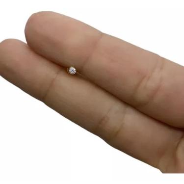 Imagem de Piercing Titânio Labret Ponto de luz Dourado Pedra Zircônia - RaraStee