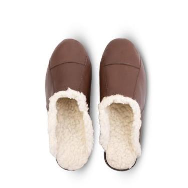 Imagem de Chinelo pantufa em couro unissex forrada com pelo 6101 - Enluaze, 36, 