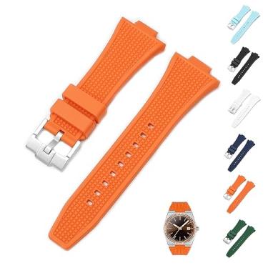 Imagem de Pulseira de borracha de 12 mm para Tissot PRX Powermatic 80 40 mm, pulseiras de relógio de substituição com fivela para Tissot PRX Series - várias cores (laranja)