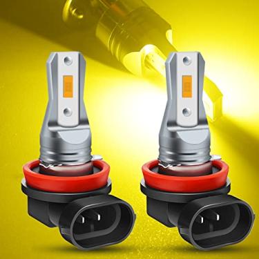 Imagem de HAISECA Lâmpada de neblina de LED AC/DC 9-36V H11 âmbar, 3800LM super brilhante 2x45mil 5730 chips H8 H9 lâmpadas de LED para carros, caminhões, sem polaridade. 2 unidades.