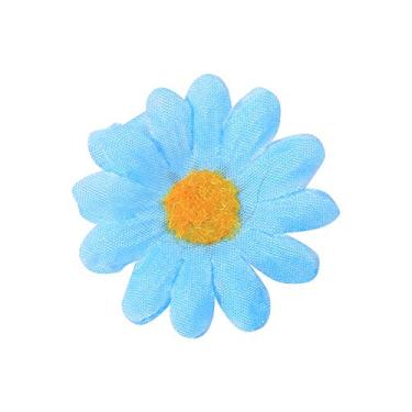 Imagem de Flor Artificial de Tecido de Margarida Gerbera, 11 Cores 100 Peças Em Forma de Margarida Delicada Real para Decoração de Festa de Casamento Artesanato Faça você Mesmo (azul claro)