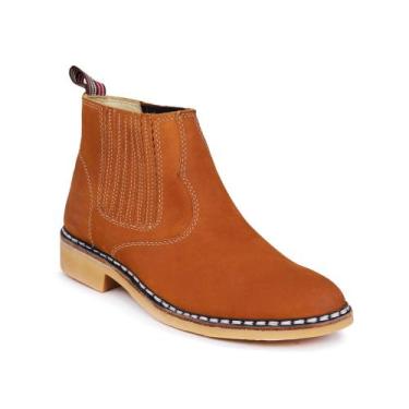 Imagem de Bota Botina Country em Couro Masculino Cano Médio Elástico Resistente 