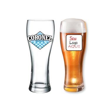 Imagem de Kit 24 Copos 300ml Vidro Personalizados logo Frases ImagensModelo Joinville Cerveja Chopp