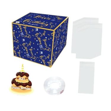 Imagem de Vaveren Gaveta de dinheiro de aniversário Caixa de dinheiro de aniversário para suprimentos de festa Caixa de dinheiro de puxar de aniversário para amantes da, Azul