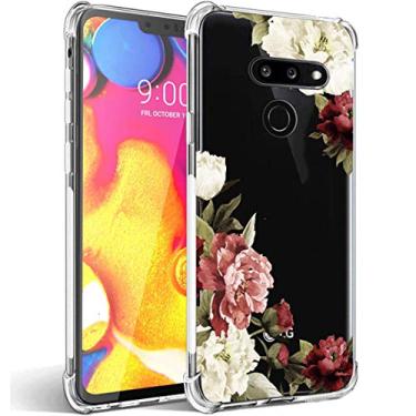 Imagem de Capa Ueokeird para LG G8, capa para LG G8 com flores, slim à prova de choque, estampa floral transparente, macia e flexível, capa protetora traseira de TPU para telefone LG G8 (Versão 2019), Blossom Flowers