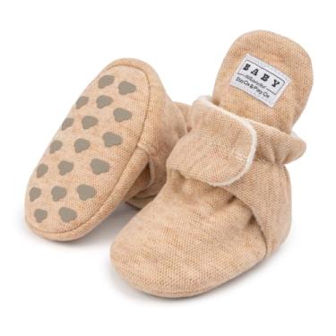 Imagem de Babelvit Botas de lã macia para bebês recém-nascidos, meninos, meninas, meias antiderrapantes para bebês primeiros andadores de inverno, 002b cáqui, 12-18 Months Toddler