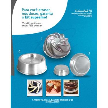 Imagem de Jogo de assadeiras vulcão ballerine e forma dupla em aluminio if35 - k